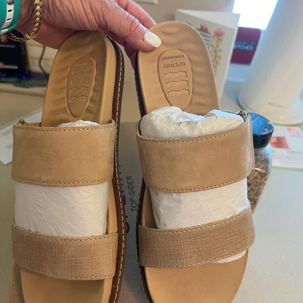 Sperry wave slide leather tan sandal 7 1/2 women’s